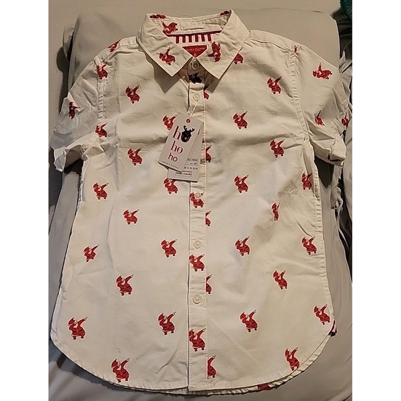 Denim & Flower Other - Denim & Flower Ricky Singh Button Down Dabbing Santa Shirt Kid's Size 7 NWT